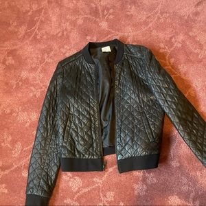 Genuine leather bomber style jacket